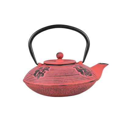 Red Cast Iron Teapot