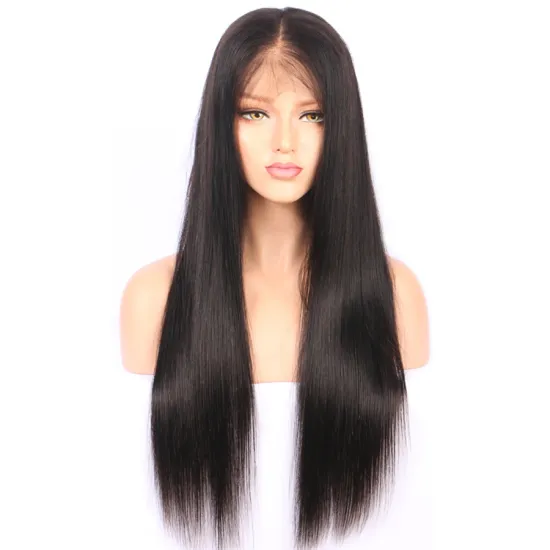 Straight Full Lace Wigs Glueless Brazilian Remy Human Hair Wigs with Baby Hair 150% Density For Female Black Women