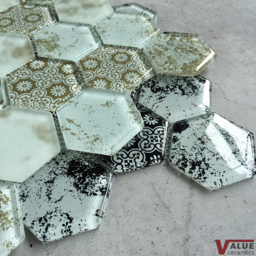 hexagon mosaic tiles, glass mosaic tiles, mosaic tiles