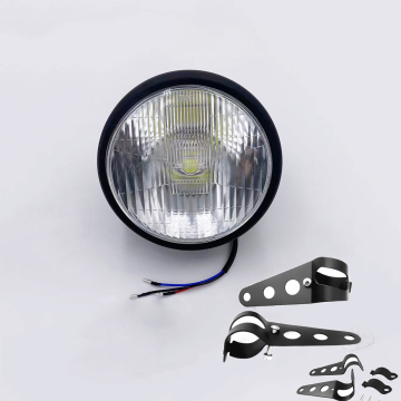 Custom Bikes Motorcycle Retro Round Front Headlights LED High Low Beam With Bracket Clear/Amber Lens" could be shortened to:

"Retro Round LED Headlights for Custom Bikes