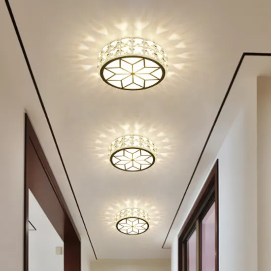 Round Concealed Luxury Ceiling Light 170*50MM 5W 9W Crystal Ring Surface
