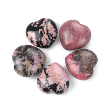 Rhodochrosite 30MM Love Heart Gemstone for Home Decoration Handmade Craved