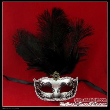 Elegant black and silver Venetian Feather party Masks for any party