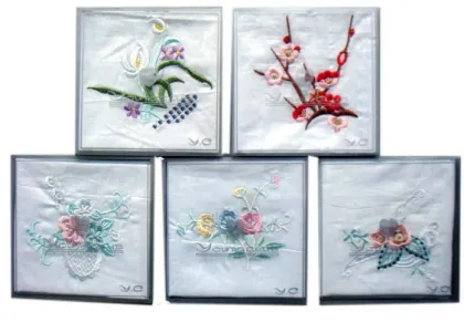 Cotton Ladies' Flower Embroidery Handkerchief