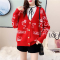 Women Print Y2K Button Knitted Outerwear