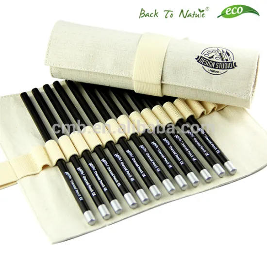 Customized Professional Charcoal Pencils Set in Rolled Portable Bag for Sketching