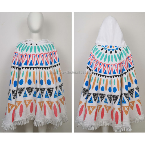 China colorful kids surf hooded poncho towel with tassel Manufactory