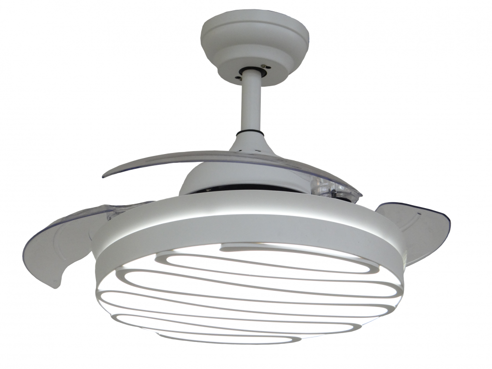 3-Blades White Ceiling Fan with Grey Lampshade