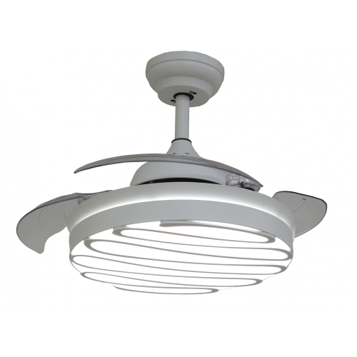 3-Blades White Ceiling Fan with Grey Lampshade