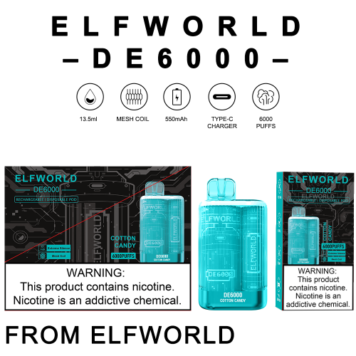Hot Selling Elf World De 6000Puffs Disposable Vape