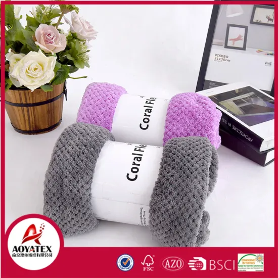 100% polyester plain waffy knitted coral fleece blanket