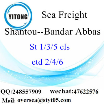 Consolidación de LCL de Shantou Port a Bandar Abbas
