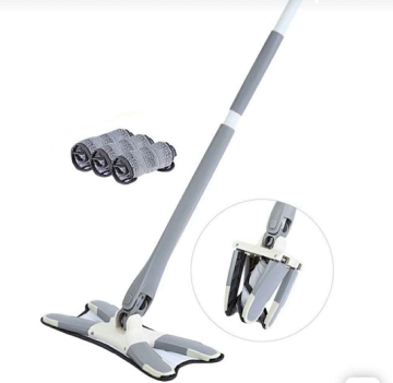 X-Type Squeeze Mop with Iron Pole and Microfiber Cleaning Set