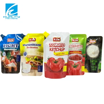 Customized Printed Sauce Plastic Packaging Bags - Ketchup Stand-Up Pouch with Spout