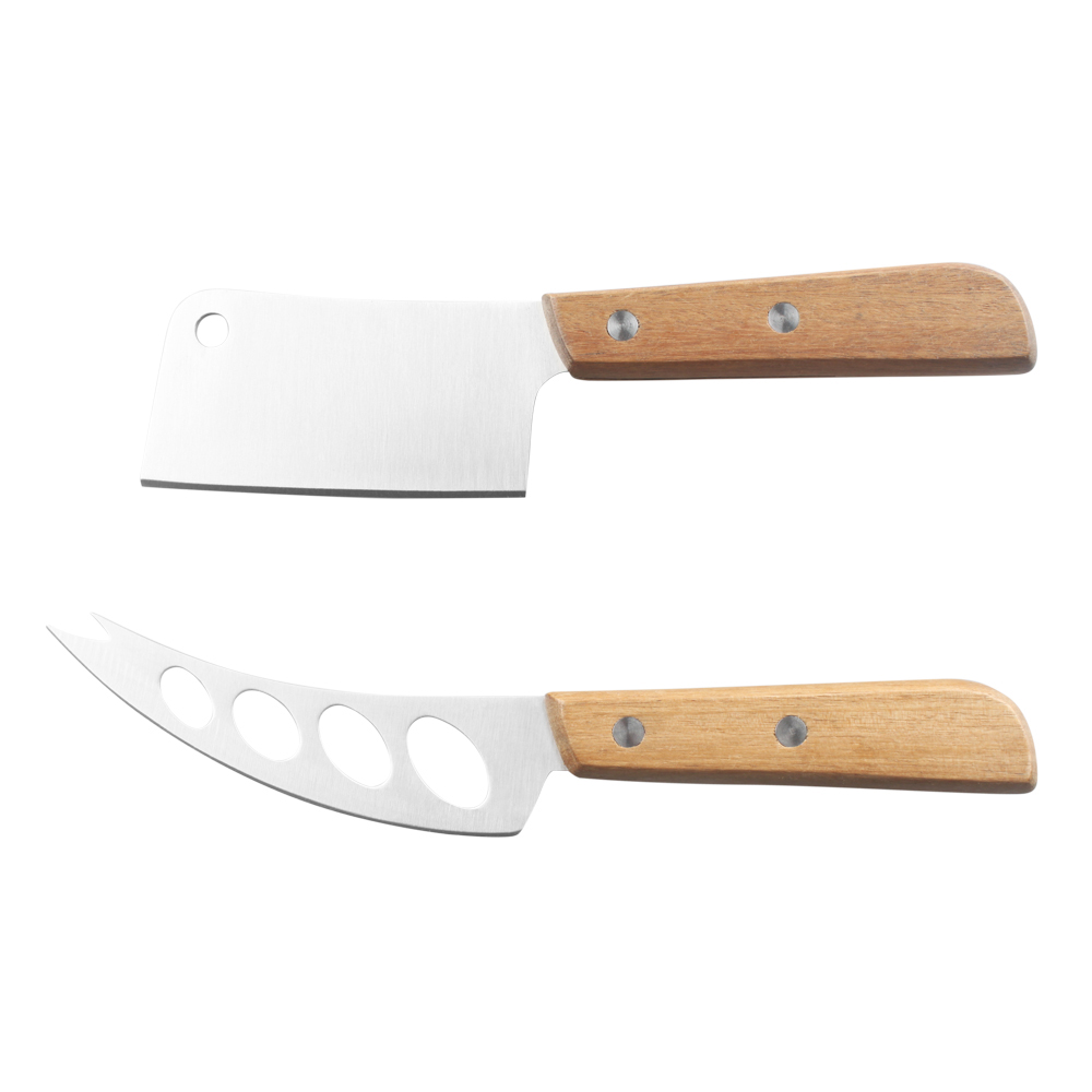 2 pcs acacia wooden handle cheese knife set