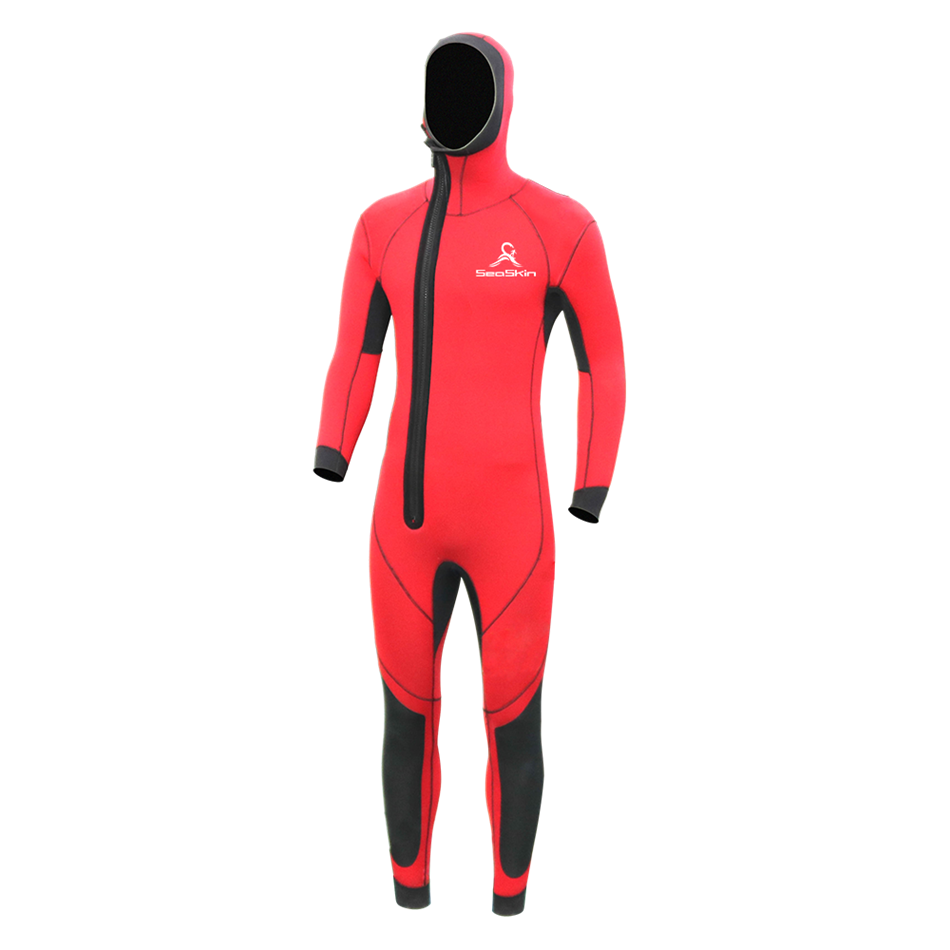 Seaskin Mens 7mm Hooded Front Zip Steamer Wetsuits