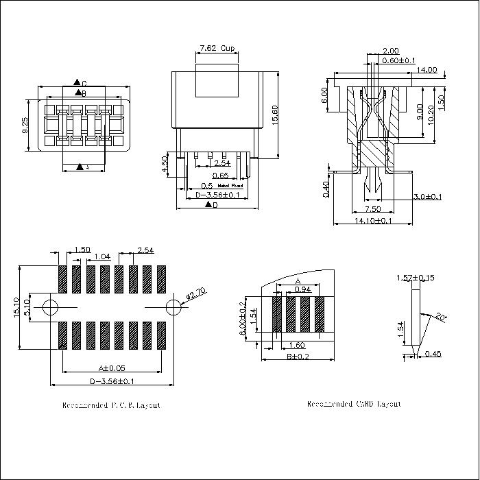 ECM-XBWS0SBXXX 2.54mm EDGE Slot SMT WO CLIP AND CUP Connectors