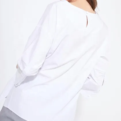 Casual Solid Color Bow Tie Front Blouse