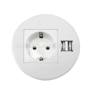 Smart Round Table Socket with European power and USB Charger for office desk