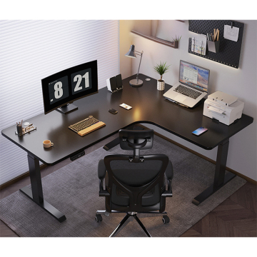 Adjustable Rise L Shaped Corner Home Office Desks with Electric Motors
