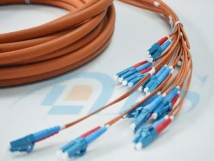 Orange Optical Fiber Patch Cord , Pre-terminated Fibre Optic Cable Lc