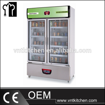 High Quality Commercial Fan Cooling 2 Doors Refrigerator Showcase