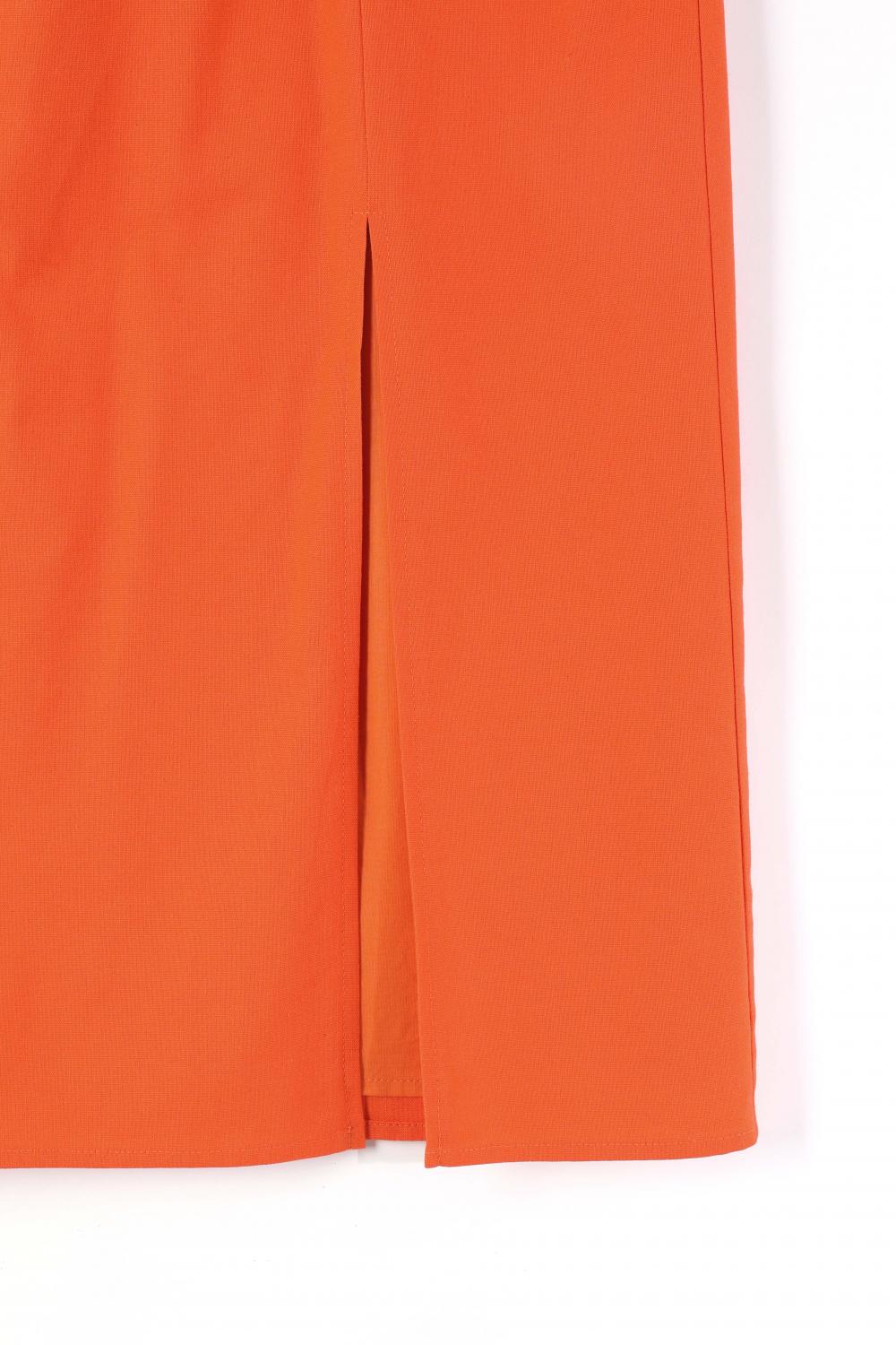 Pleated Pencil Skirt with a Side Slit