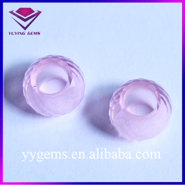 Pink Color Wheel Shape Faceted Cut CZ Rondelle Cubic Zirconia Jewelry Gemstone