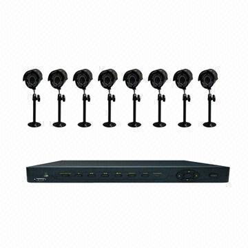 8-channel H.264 CIF/D1 Network DVR (P2P), 8 Indoor/Outdoor Cameras with 420TVL Resolution