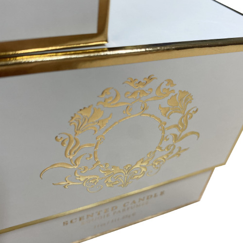 Gold embossed logo lid base perfume paper box