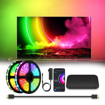RGBIC Color Adjustment LED Backlight TV Backlight with Sound and Light Sync - 12 Scene Effects