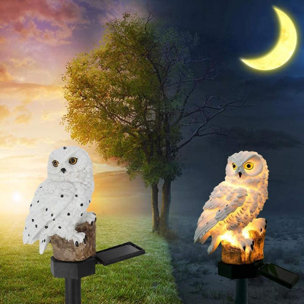 ไฟ LED แสงอาทิตย์ Resin Owl พร้อมสเตค