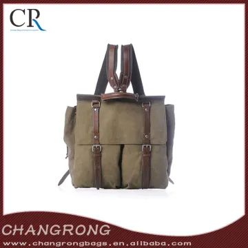 custom high quality khaki canvas backpack