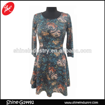 Beautiful Large area printing fabric ladies dresses