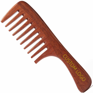 Private Label Natural Bamboo Wooden Wide Tooth Comb for Curly Hair