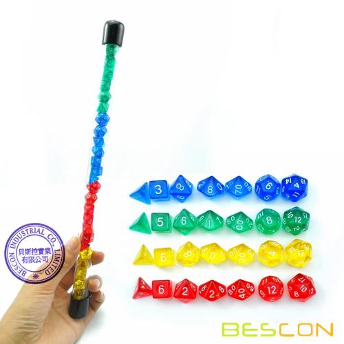 Bescon 28pcs Colorido Mini Mini Dice Polyedral Dice Juego en tubo, mazmorras y dragones RPG Dice 4x7pcs, mini gema de dados