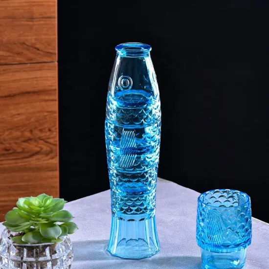 Fish Shape Drinking Cup Crystal blue Glass cups