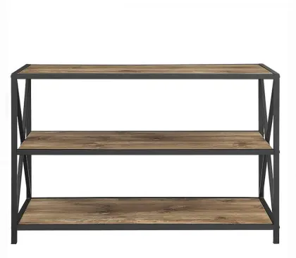 Console Solid Wood Bookshelf with Metal Frame