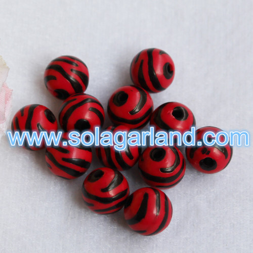 10/12/16 / 20MM Acrílico Redondo Rayas Cebra Pony Ball Beads