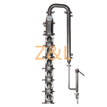 4 inch 6 plate stainless steel flute still alcohol distillation column for vodka, whiskey, gin