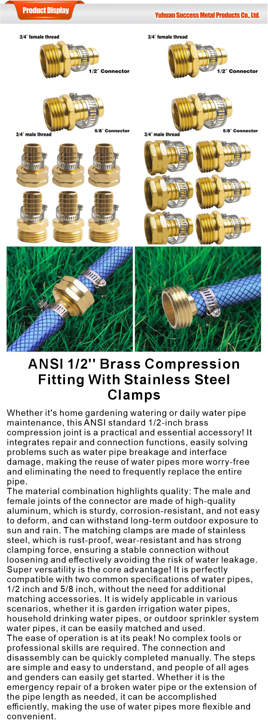 Brass Fittings With Stainless Clamps