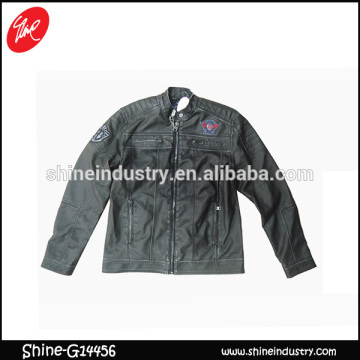 Fshion Black zipper mens PU jacket