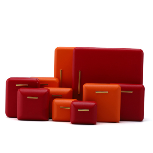 Custom Logo Deep Orange PU Leather Jewelry Box