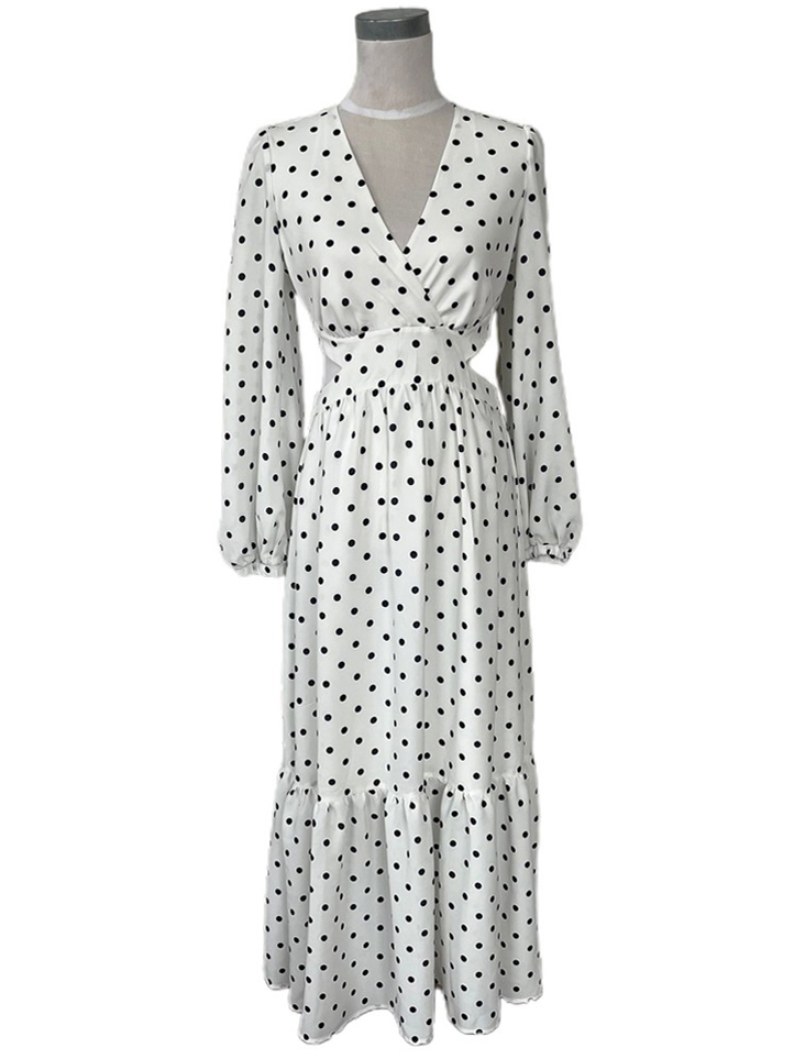 Dot Print Dobby GGT 100%poplyester Maxi Dress
