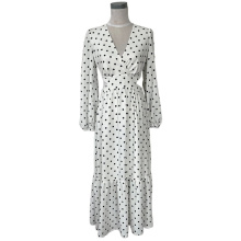 Dot Print Dobby GGT 100%poplyester Maxi Dress