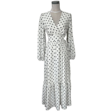 Dot Print Dobby GGT 100%poplyester Maxi Dress