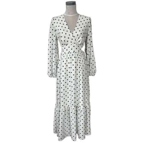 Dot Print Dobby GGT 100%poplyester Maxi Dress