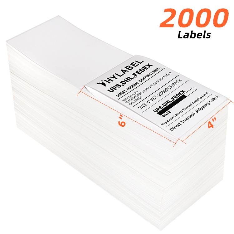 Fanfold 4 "x 6" label termal langsung berlubang