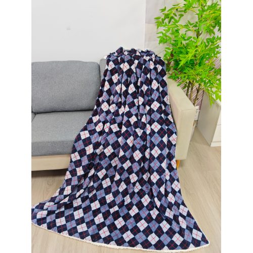 Chăn đôi Flannel Sherpa có ca rô ấm cúng