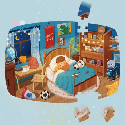 Goodnight Theme 105pcs Brain Teaser Puzzle for Kids: The Educational Backpack Box Jigsaw Game